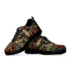 Skull And Roses Tattoo Print Black Sneakers