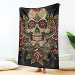 Skull And Roses Tattoo Print Blanket