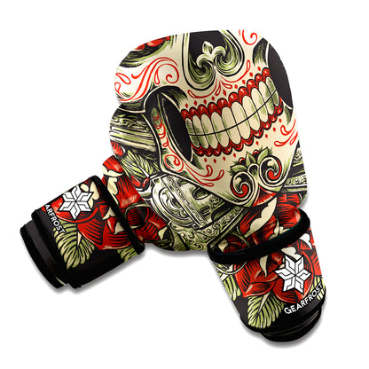 Skull And Roses Tattoo Print Boxing Gloves