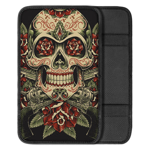 Skull And Roses Tattoo Print Car Center Console Cover