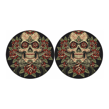 Skull And Roses Tattoo Print Car Coasters