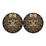 Skull And Roses Tattoo Print Car Coasters