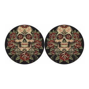 Skull And Roses Tattoo Print Car Coasters