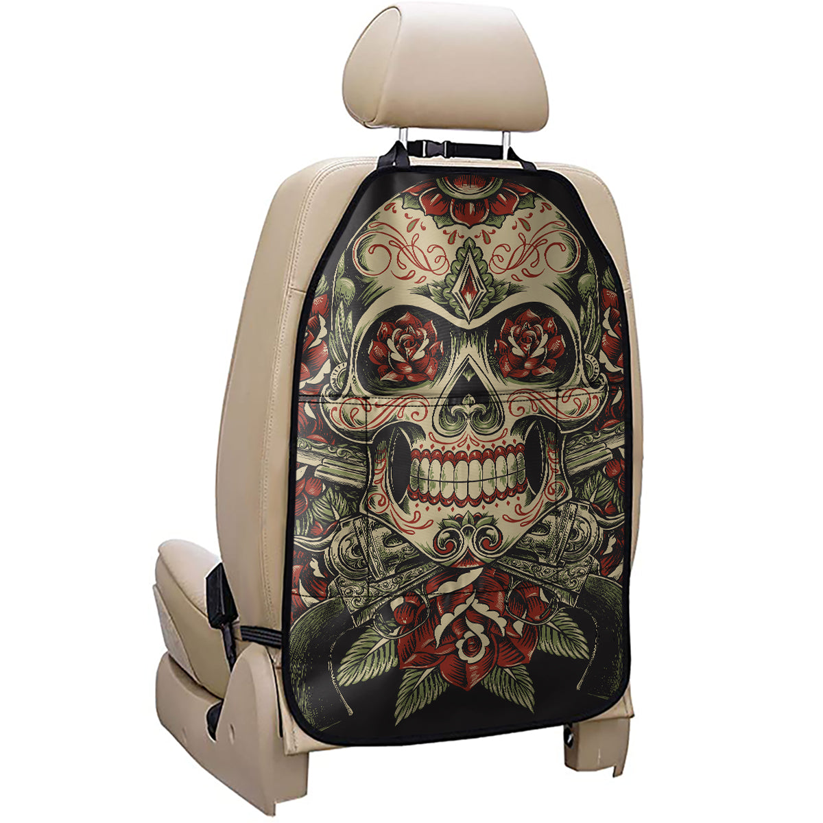 Skull And Roses Tattoo Print Car Seat Organizers