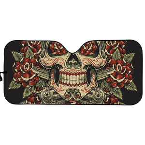 Skull And Roses Tattoo Print Car Sun Shade