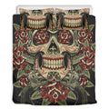 Skull And Roses Tattoo Print Duvet Cover Bedding Set
