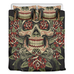 Skull And Roses Tattoo Print Duvet Cover Bedding Set