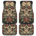 Skull And Roses Tattoo Print Front and Back Car Floor Mats