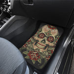 Skull And Roses Tattoo Print Front and Back Car Floor Mats