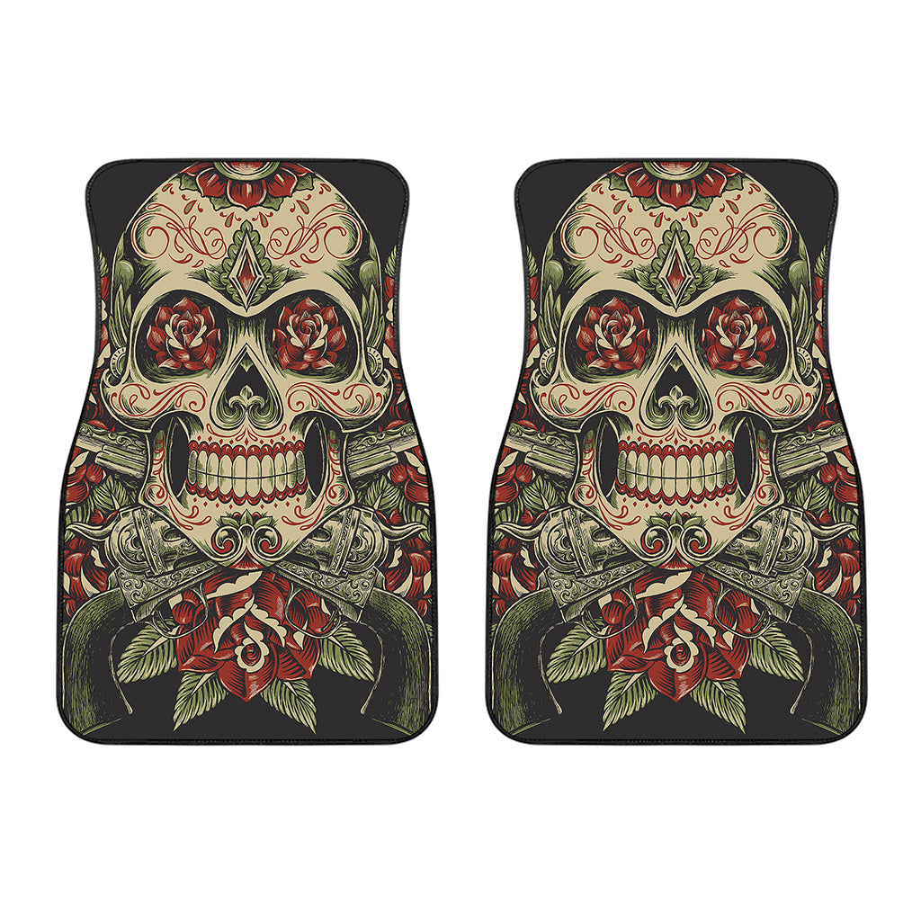 Skull And Roses Tattoo Print Front Car Floor Mats