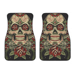 Skull And Roses Tattoo Print Front Car Floor Mats