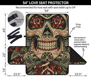 Skull And Roses Tattoo Print Loveseat Protector