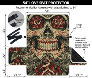 Skull And Roses Tattoo Print Loveseat Protector