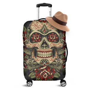 Skull And Roses Tattoo Print Luggage Cover