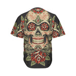 Skull And Roses Tattoo Print Men's Baseball Jersey