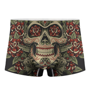 Skull And Roses Tattoo Print Men's Boxer Briefs