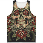 Skull And Roses Tattoo Print Men's Tank Top