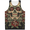 Skull And Roses Tattoo Print Men's Tank Top