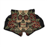 Skull And Roses Tattoo Print Muay Thai Boxing Shorts