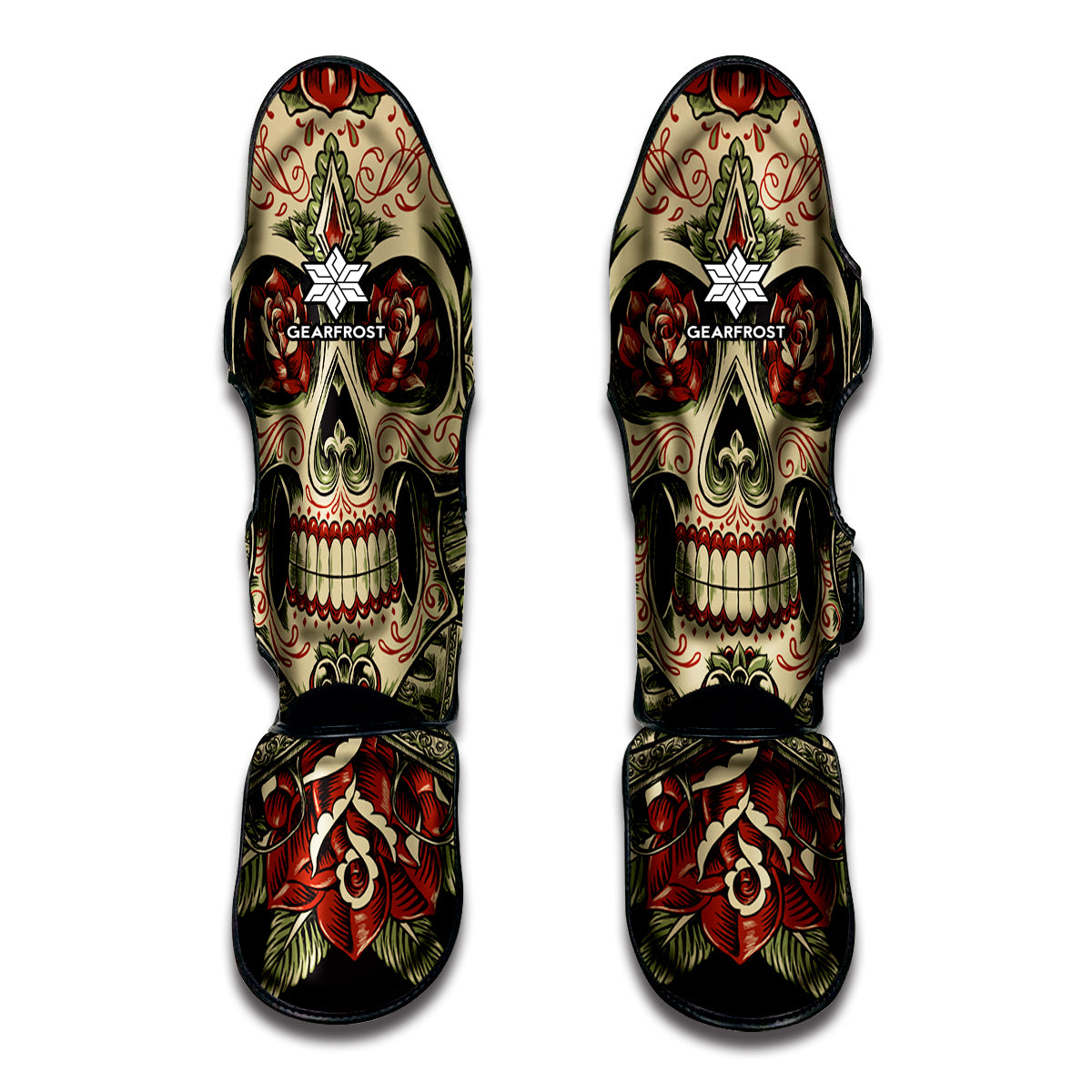 Skull And Roses Tattoo Print Muay Thai Shin Guard