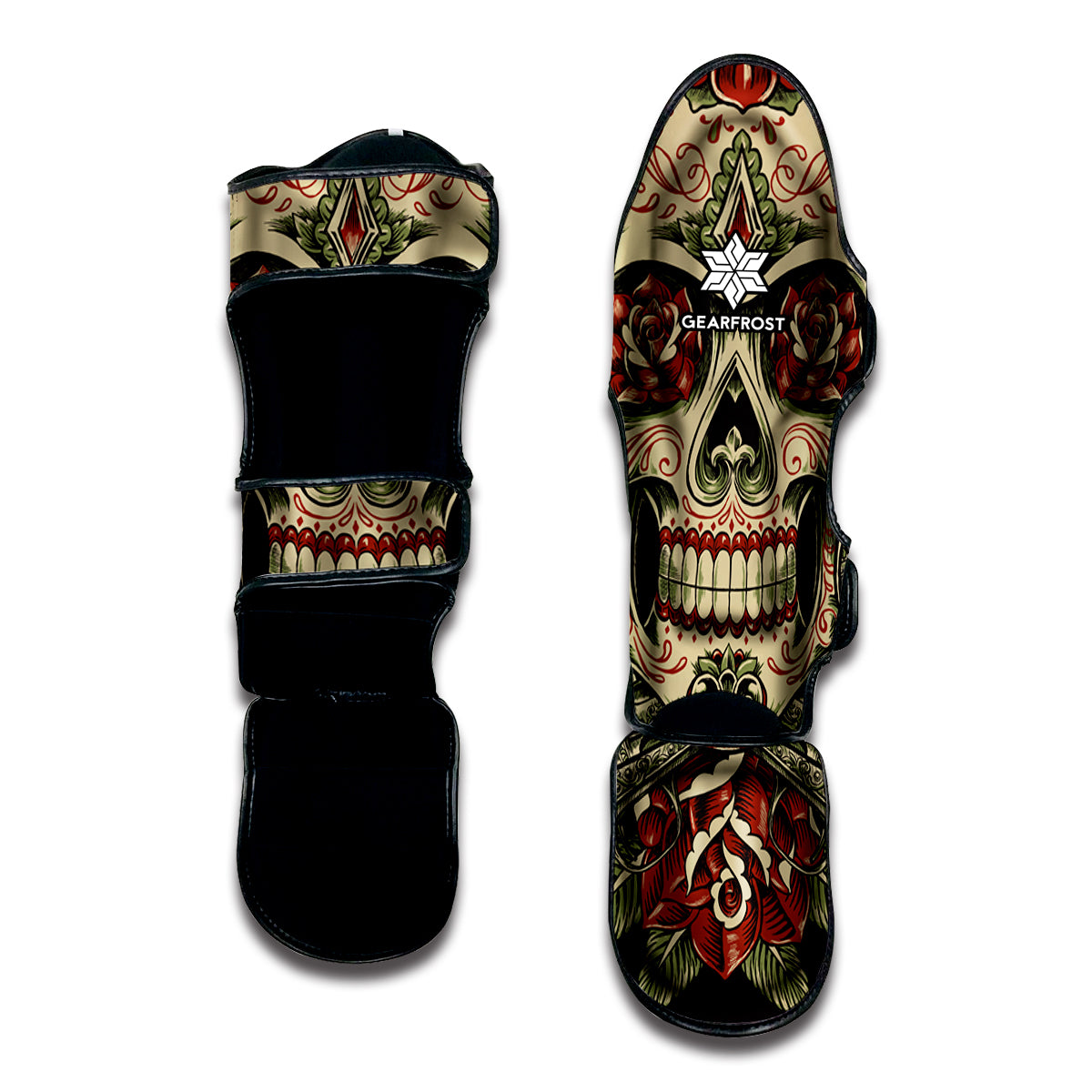 Skull And Roses Tattoo Print Muay Thai Shin Guard