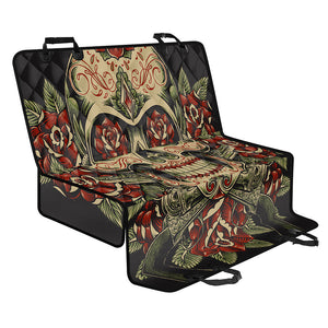 Skull And Roses Tattoo Print Pet Car Back Seat Cover