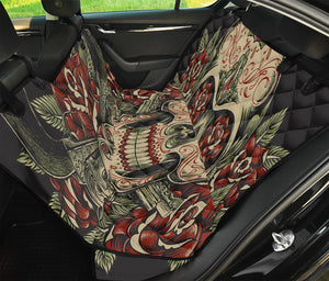 Skull And Roses Tattoo Print Pet Car Back Seat Cover