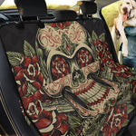 Skull And Roses Tattoo Print Pet Car Back Seat Cover