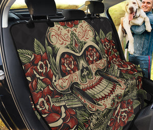Skull And Roses Tattoo Print Pet Car Back Seat Cover