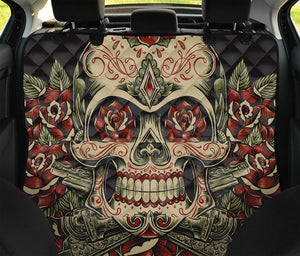 Skull And Roses Tattoo Print Pet Car Back Seat Cover