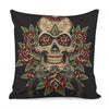 Skull And Roses Tattoo Print Pillow Cover