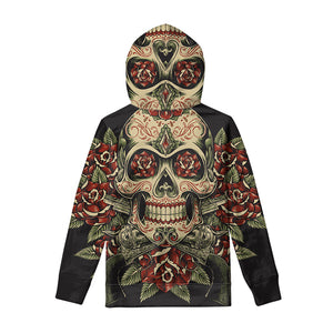 Skull And Roses Tattoo Print Pullover Hoodie