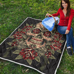 Skull And Roses Tattoo Print Quilt