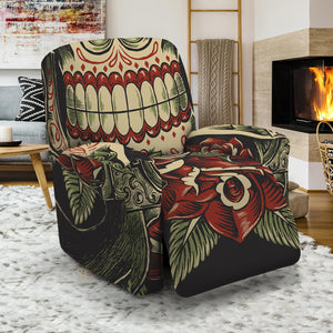 Skull And Roses Tattoo Print Recliner Slipcover