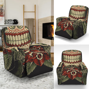 Skull And Roses Tattoo Print Recliner Slipcover