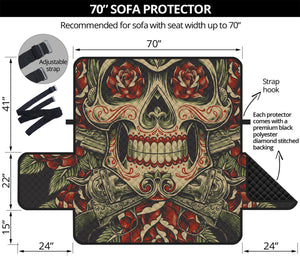 Skull And Roses Tattoo Print Sofa Protector