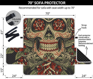 Skull And Roses Tattoo Print Sofa Protector