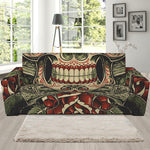 Skull And Roses Tattoo Print Sofa Slipcover