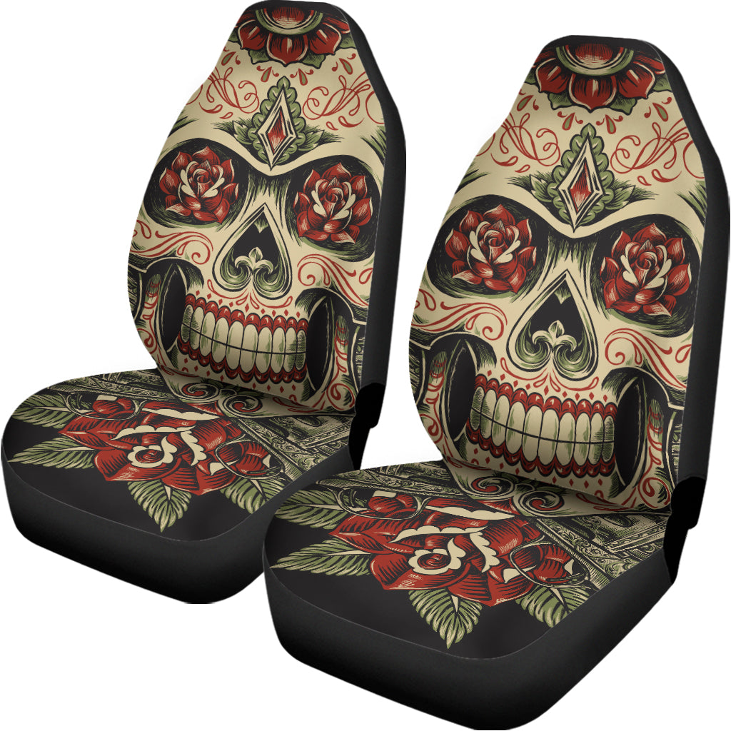 Skull And Roses Tattoo Print Universal Fit Car Seat Covers