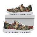 Skull And Roses Tattoo Print White Running Shoes