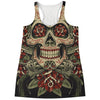 Skull And Roses Tattoo Print Women's Racerback Tank Top