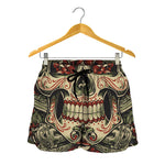 Skull And Roses Tattoo Print Women's Shorts