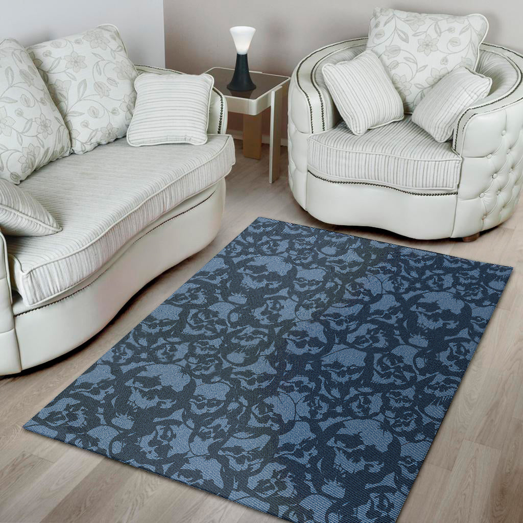 Skull Denim Jeans Pattern Print Area Rug