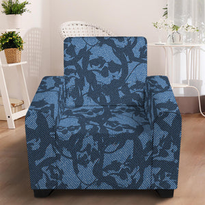 Skull Denim Jeans Pattern Print Armchair Slipcover