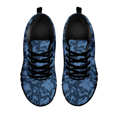 Skull Denim Jeans Pattern Print Black Sneakers