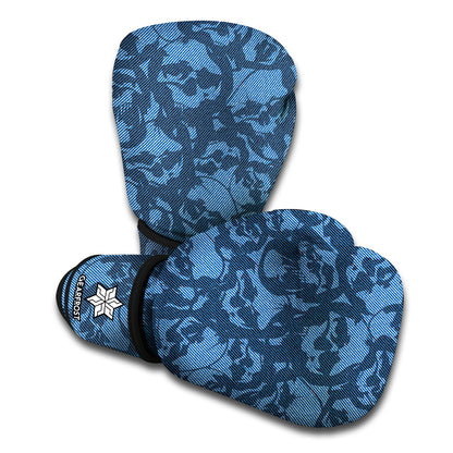 Skull Denim Jeans Pattern Print Boxing Gloves