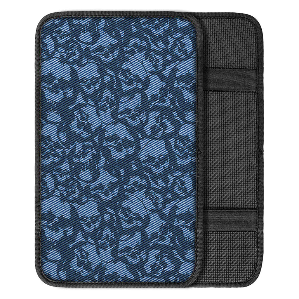 Skull Denim Jeans Pattern Print Car Center Console Cover