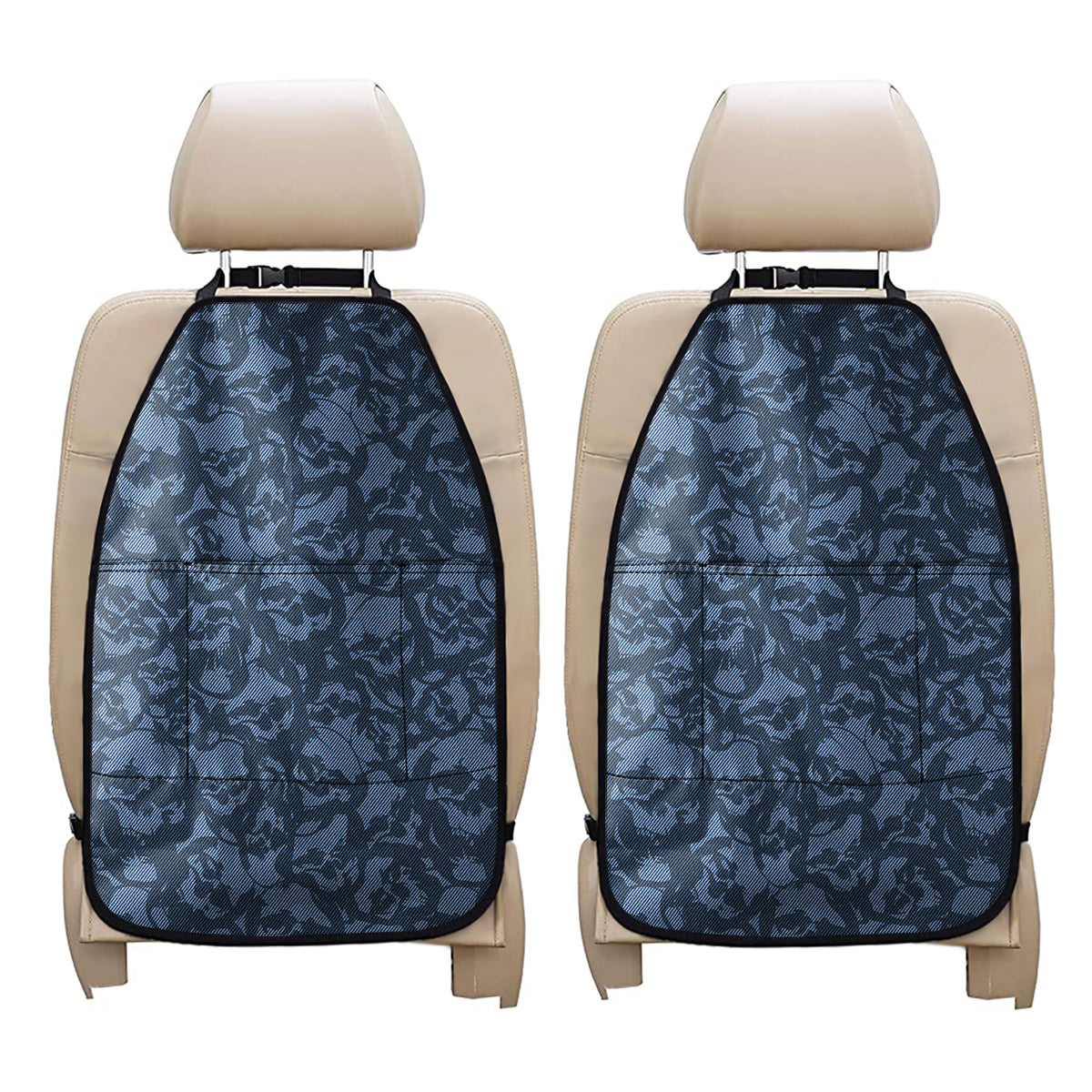 Skull Denim Jeans Pattern Print Car Seat Organizers