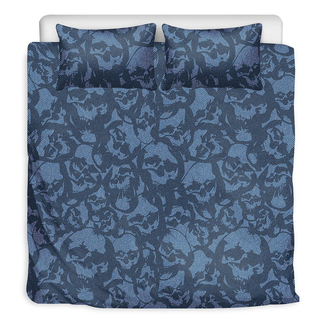 Skull Denim Jeans Pattern Print Duvet Cover Bedding Set