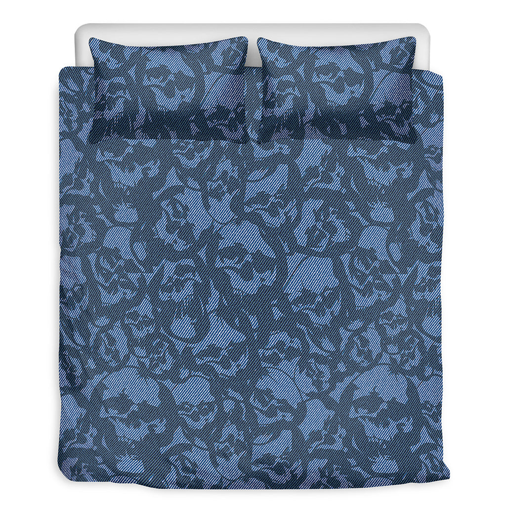 Skull Denim Jeans Pattern Print Duvet Cover Bedding Set